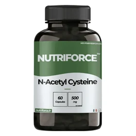 Boîte de N-acétyl-cystéine NutriForce dosée à 500 mg par gélule pour le foie