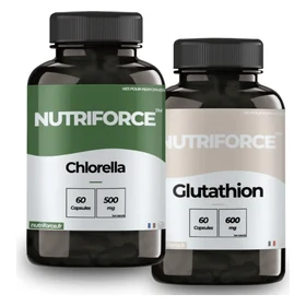 Pack Détox NutriForce associant chlorella et glutathion, complément pour prolonger les remèdes traditionnels du foie